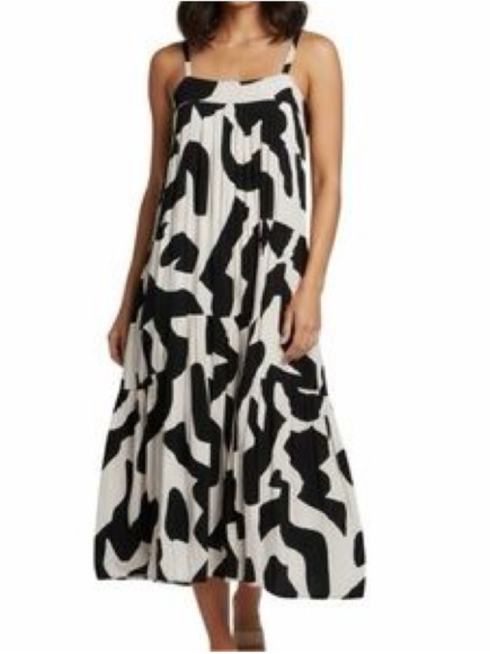 NEW Anthropologie x Abel the Label Abstract Print Flowy Maxi Dress Black Size M